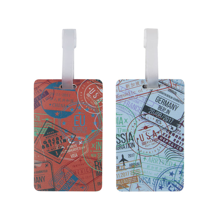 Luggage Tags, 2-set / Passport Stamps