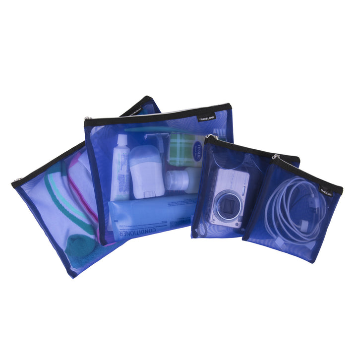 Mesh Pouches, 4-set / Blue